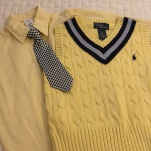 Shirt, tie, Polo sweater vest combo